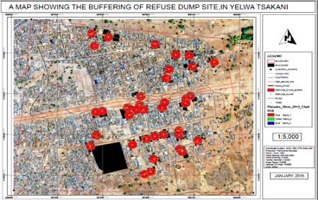 Map Showing the Buffering of Refuse Dumpsite