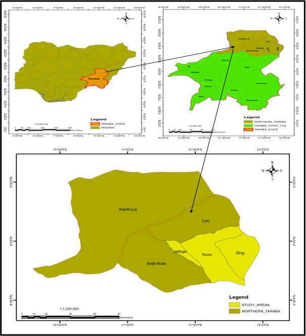 Map of Tararba State, Showing the Study area.