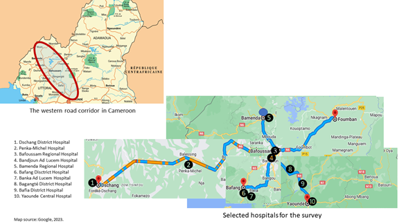 Identified and selected hospitals for the survey
