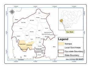 Map of Oyo State showing the Ibarapa Local Government Areas