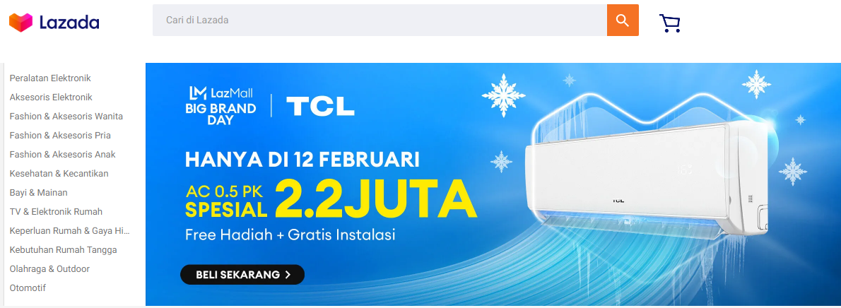 Lazada Indonesia web page